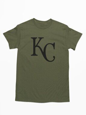 NEW Kansas City Royals KC Monogram Logo T-Shirt MILITARY ARMY GREEN